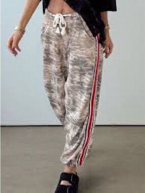 POL Camo Joggers with Red Stripe